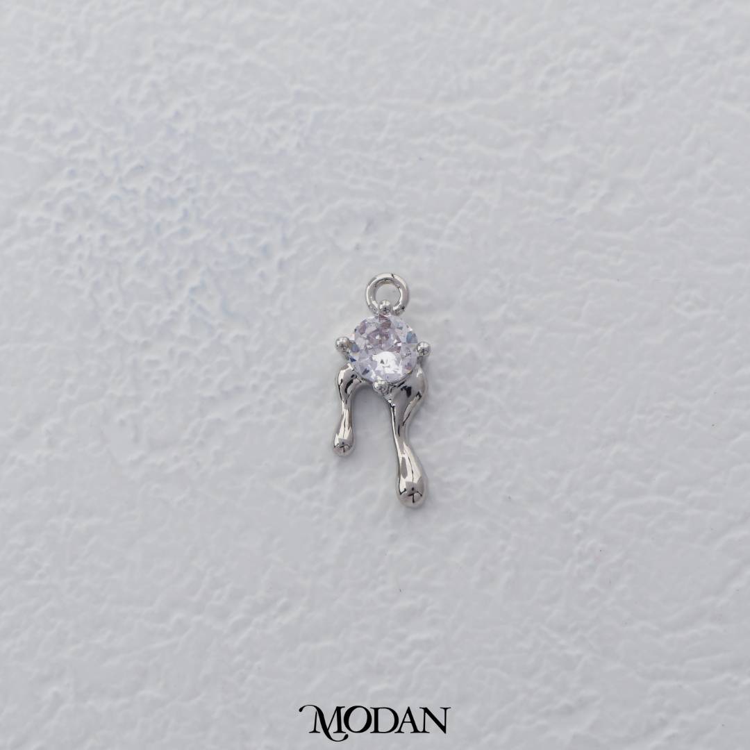 Mini Melted Solitaire Charm DIY Charm Liontin Abstrak Hypoallergenic Gold Filled