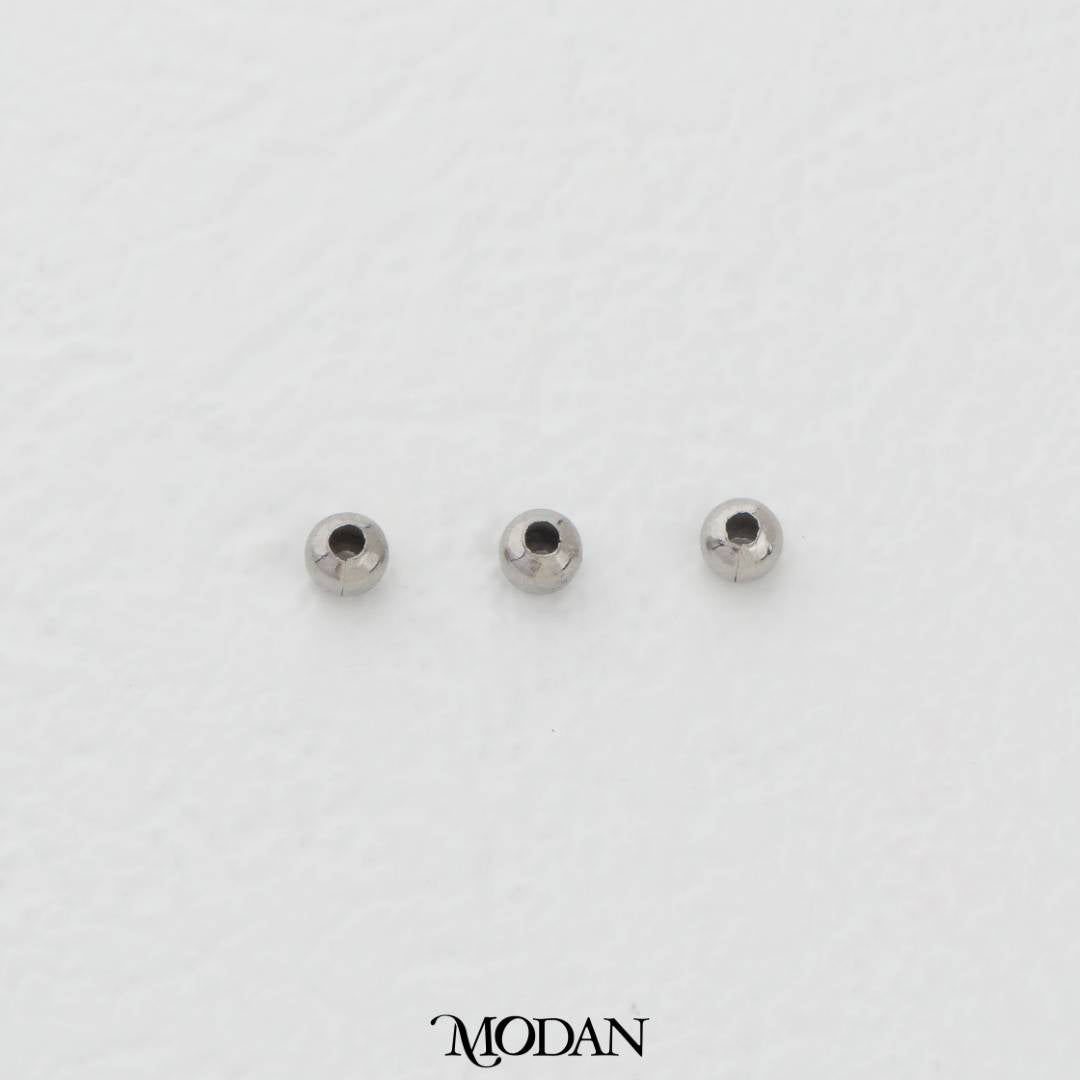 (50pcs) 3mm Round Spacer Beads DIY Necklace Closure Manik Hypoallergenic Stainless Steel