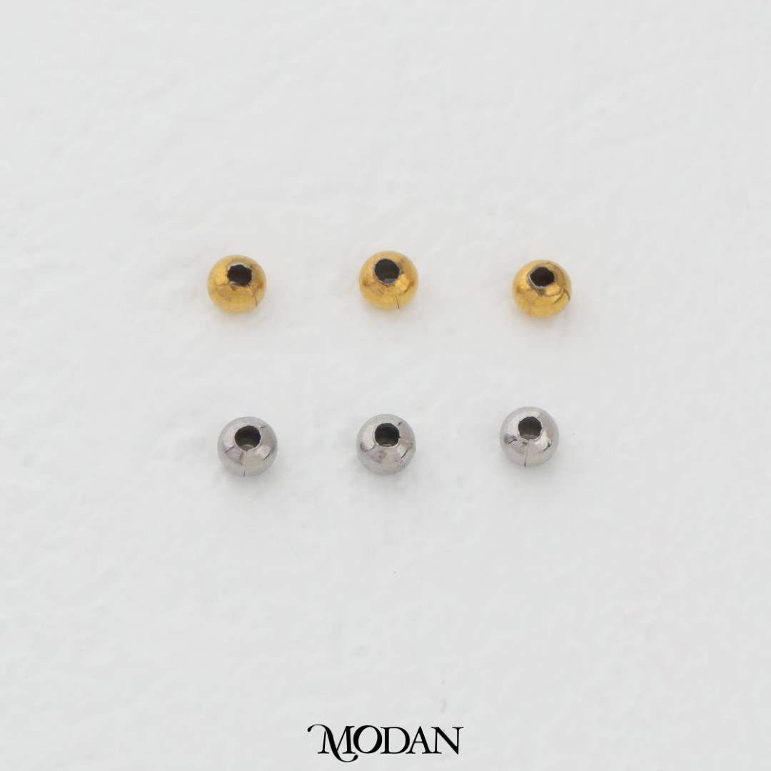 (50pcs) 3mm Round Spacer Beads DIY Necklace Closure Manik Hypoallergenic Stainless Steel