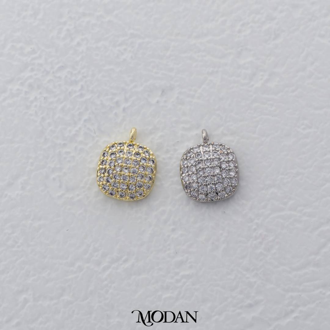 Mini Micro Paved Round DIY Charm Liontin Bulat Berlian Hypoallergenic Gold Filled