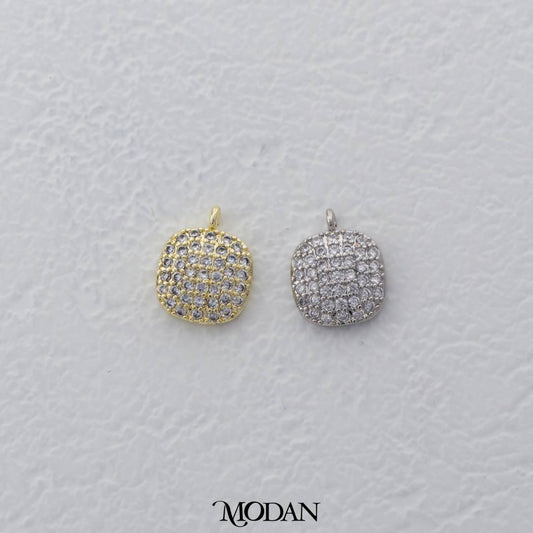 Mini Micro Paved Round DIY Charm Liontin Bulat Berlian Hypoallergenic Gold Filled