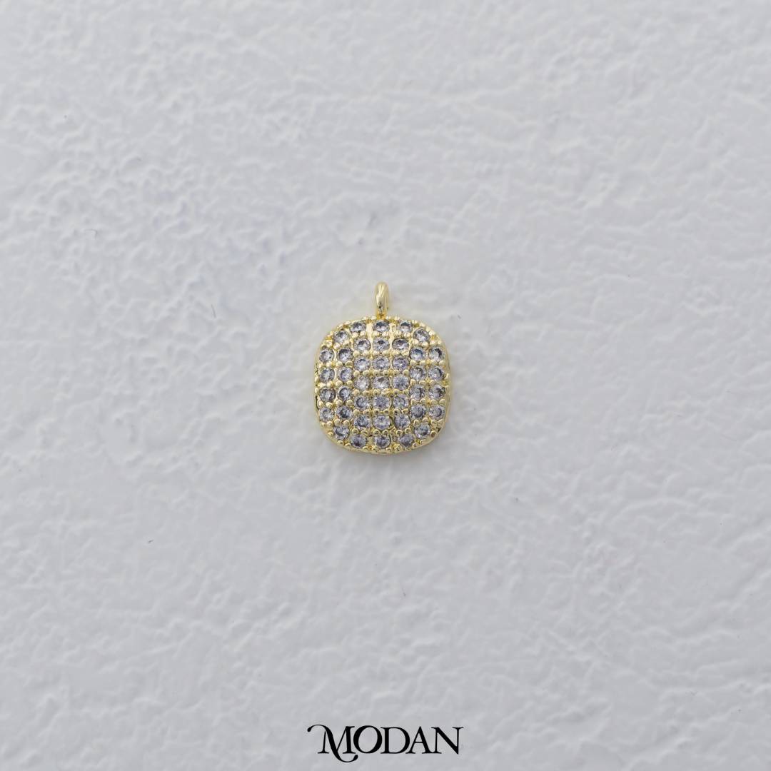 Mini Micro Paved Round DIY Charm Liontin Bulat Berlian Hypoallergenic Gold Filled