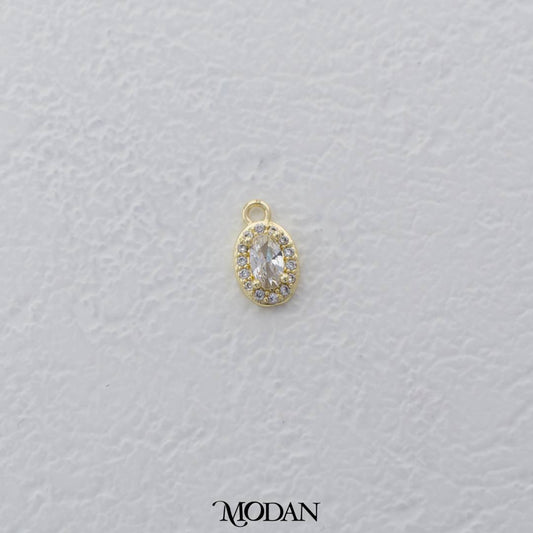 Mini Sparkling Oval Cut Zirconia Charm DIY Charm Liontin Oval Berlian Hypoallergenic Gold Filled