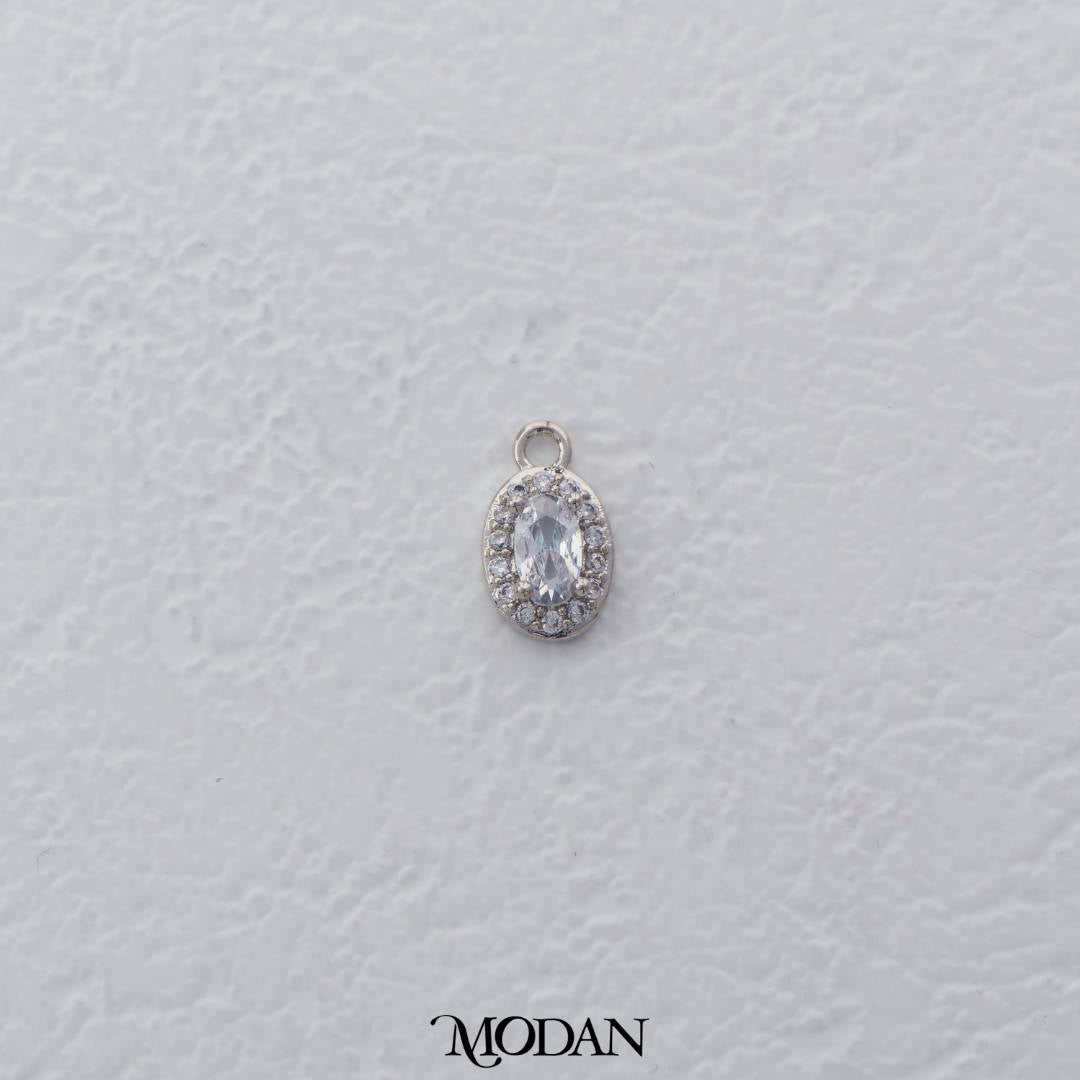 Mini Sparkling Oval Cut Zirconia Charm DIY Charm Liontin Oval Berlian Hypoallergenic Gold Filled