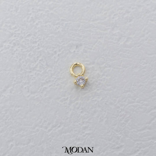 Mini Dainty Solitaire Charm DIY Charm Liontin Berlian Mata Satu Hypoallergenic Gold Filled