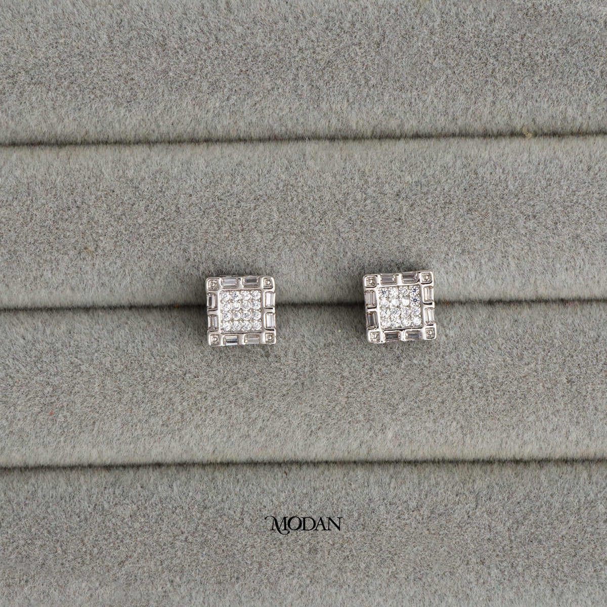 (9mm) Sparkling Square Stud Earrings Anting Tusuk Persegi Hypoallergenic Gold Plated