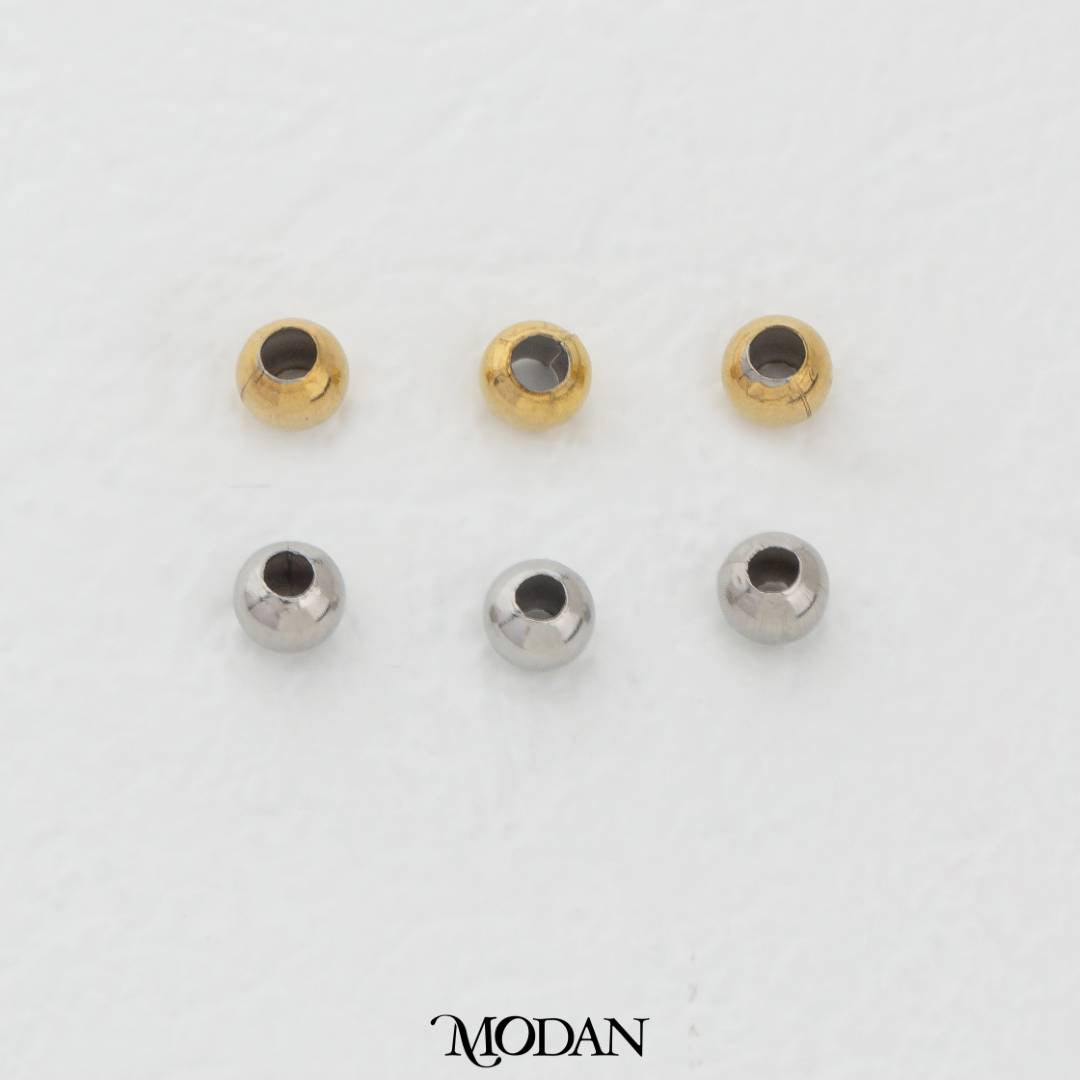 (50pcs) 4mm Round Spacer Beads 4mm DIY Necklace Closure Manik Hypoallergenic Stainless Steel