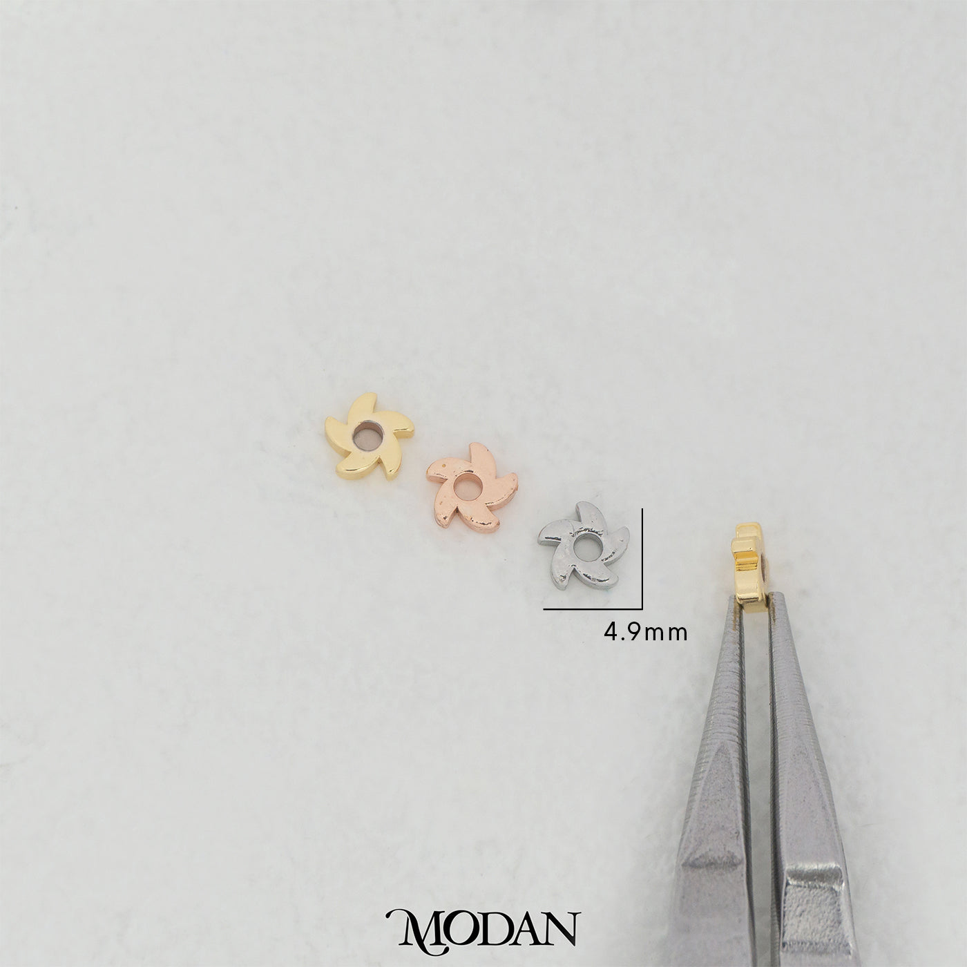 (10 pcs) Mini Plain Pinwheel DIY Beads Liontin Manik Kincir Angin Kecil Hypoallergenic Gold Filled