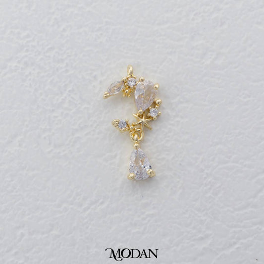 Sparkling Teardrop Dangle Moon Shaped DIY Charm Liontin Bulan Hypoallergenic Gold Filled
