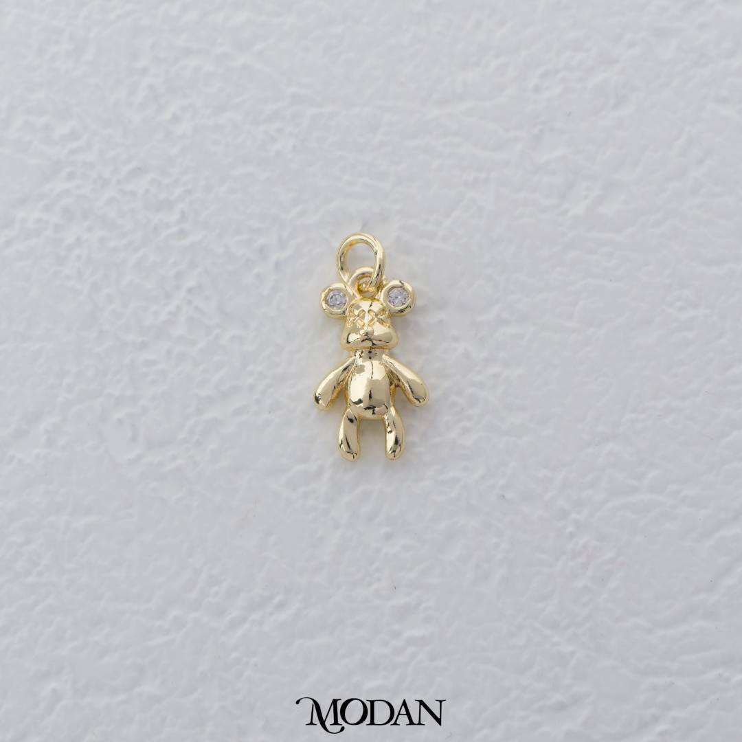 Mini Plain Standing Teddy Bear Charm DIY Charm Liontin Beruang Hypoallergenic Gold Filled