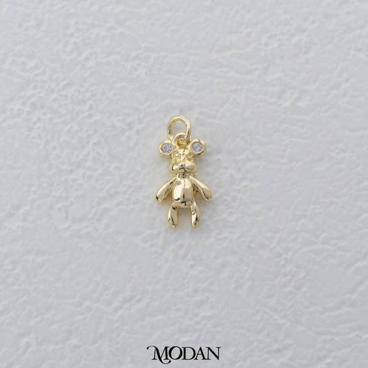 Mini Plain Standing Teddy Bear Charm DIY Charm Liontin Beruang Hypoallergenic Gold Filled