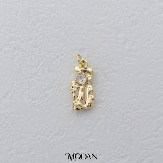 Mini Hammered Solitaire Charm DIY Charm Liontin Berlian Mata Satu Hypoallergenic Gold Filled