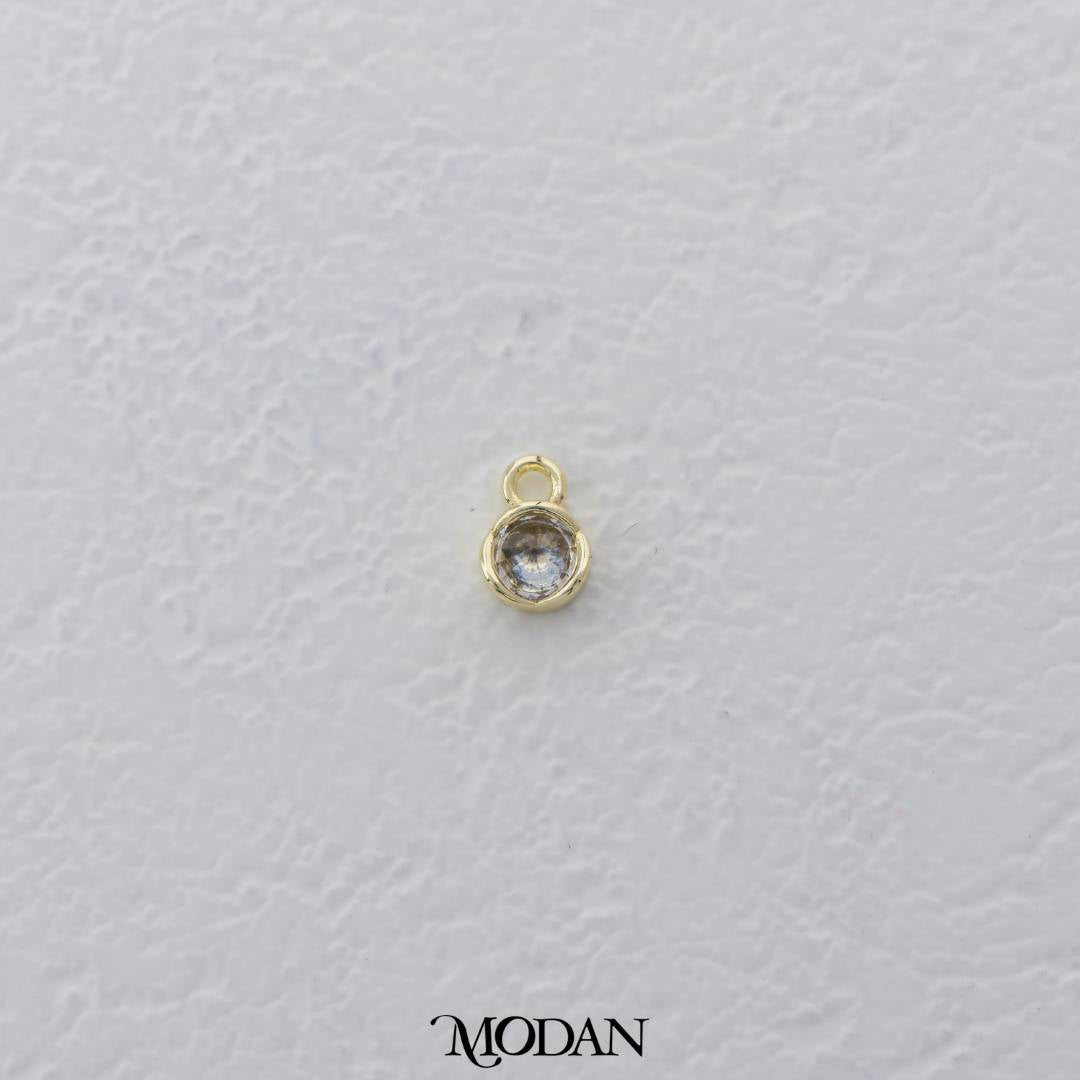 Mini Round Charm DIY Charm Liontin Bulat Mata Satu Hypoallergenic Gold Filled