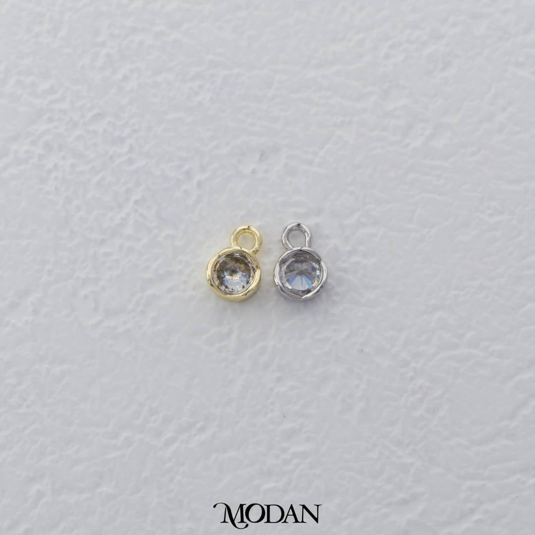 Mini Round Charm DIY Charm Liontin Bulat Mata Satu Hypoallergenic Gold Filled