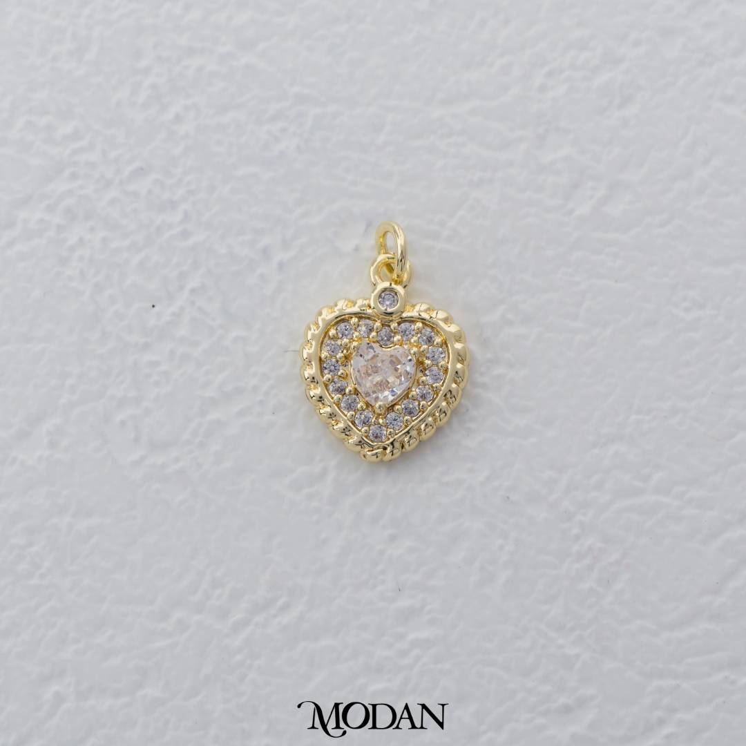 Mini Micro Paved Heart Love DIY Charm Liontin Hati Berlian Hypoallergenic Gold Filled