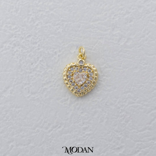Mini Micro Paved Heart Love DIY Charm Liontin Hati Berlian Hypoallergenic Gold Filled