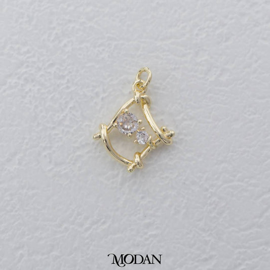 Minimalist Open Back Rhombus Shaped DIY Charm Liontin belah Ketupat Hypoallergenic Gold Filled