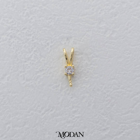 Mini Dainty Simple Node Solitaire Charm DIY Charm Liontin Berlian Mata Satu Hypoallergenic Gold Filled