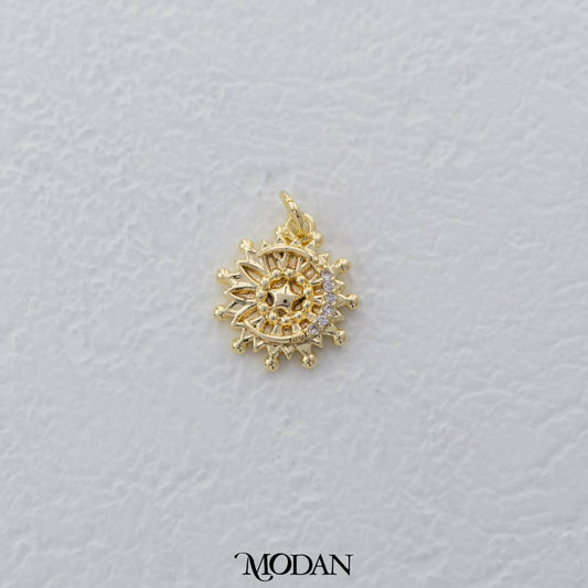 Celestial Moon Star Sun Aligned Charm DIY Charm Liontin Gabungan Bintang Bulan Matahari Hypoallergenic Gold Filled