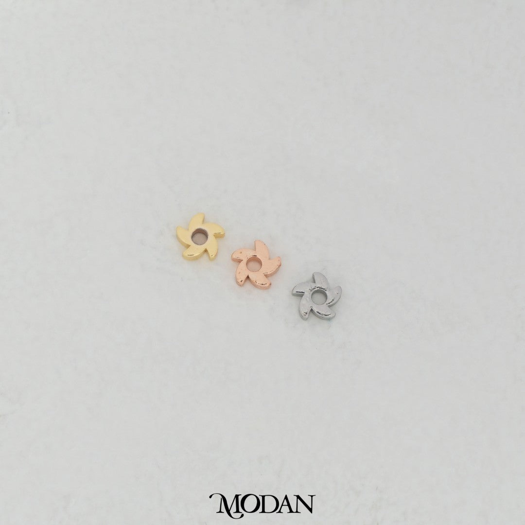 (10 pcs) Mini Plain Pinwheel DIY Beads Liontin Manik Kincir Angin Kecil Hypoallergenic Gold Filled