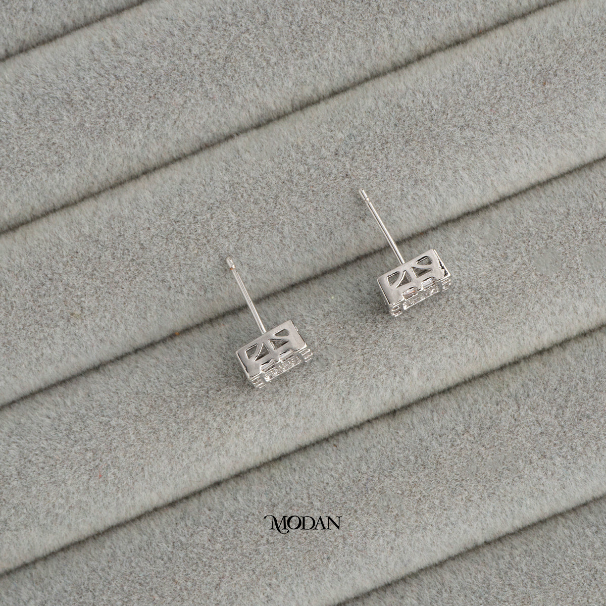 (9mm) Sparkling Square Stud Earrings Anting Tusuk Persegi Hypoallergenic Gold Plated