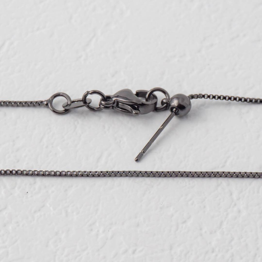 Dainty Box Black Chain DIY Kalung Itali Kaca Warna Hitam Polos Hypoallergenic Gold Plated
