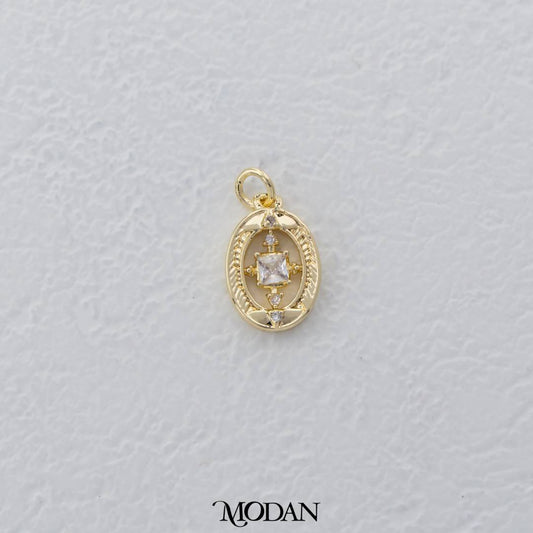 Mini Vintage Oval Charm DIY Charm Liontin Oval Hypoallergenic Gold Filled