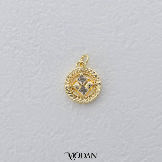 Mini Vintage Round Charm DIY Charm Liontin Bulat Hypoallergenic Gold Filled