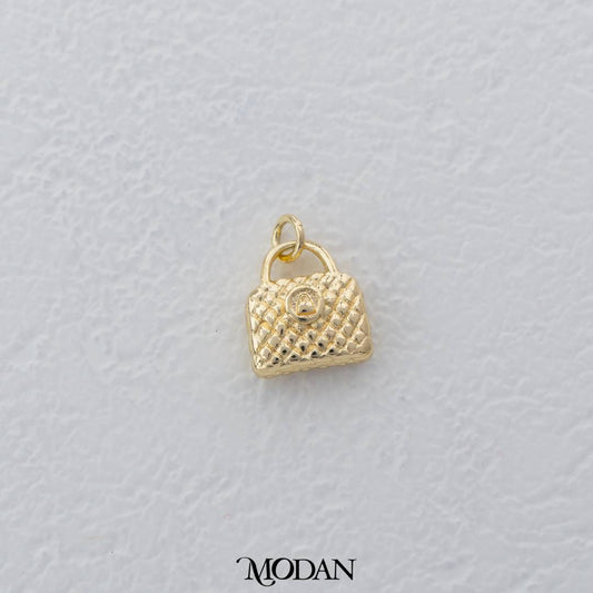 Textured Hand Bag Charm DIY Charm Liontin Kalung Tas Tangan Hypoallergenic Gold Filled