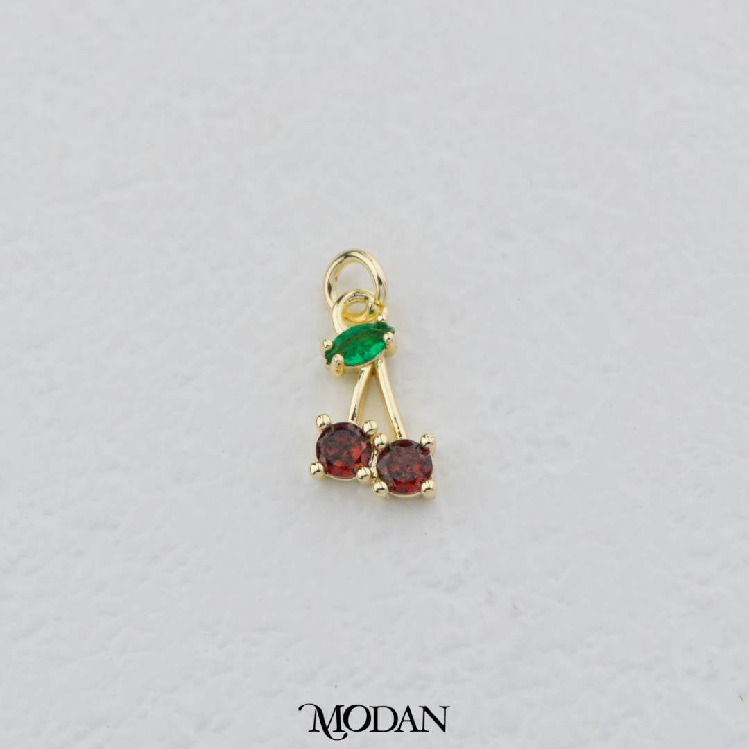 Fresh Fruit Mini Red Cherry Charm DIY Charm Liontin Buah Ceri Hypoallergenic Gold Filled