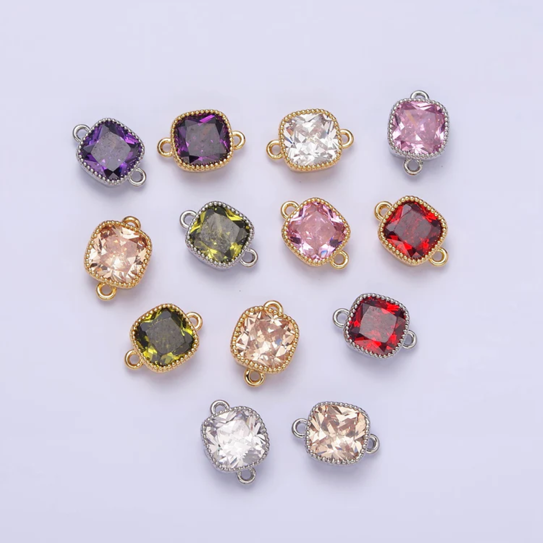 Tiny Colorful Square DIY Connector Liontin Sambung Warna Warni Hypoallergenic Gold Filled