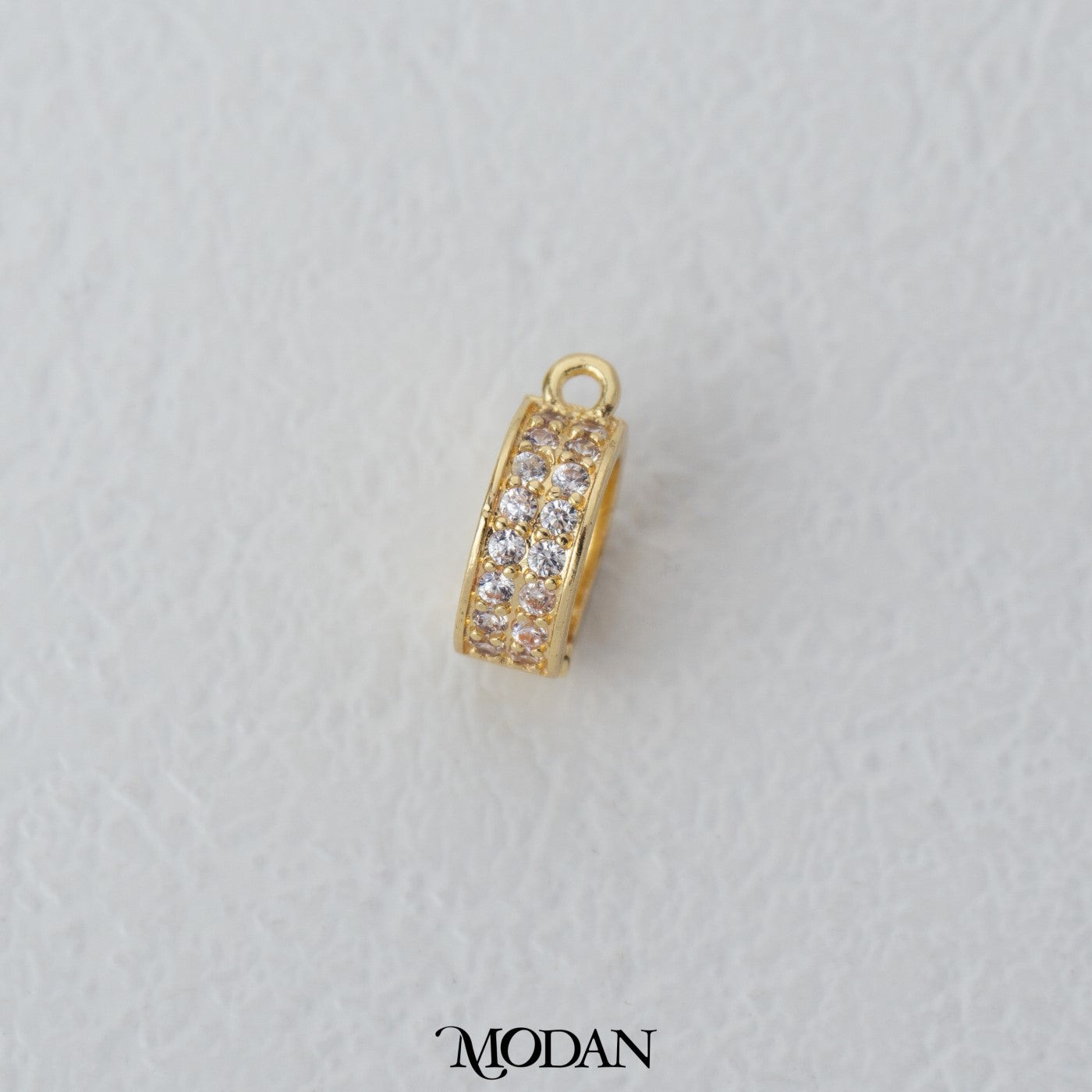 Micro Paved Round Charm DIY Charm Liontin Bulat Berlian Pasir Hypoallergenic Gold Filled
