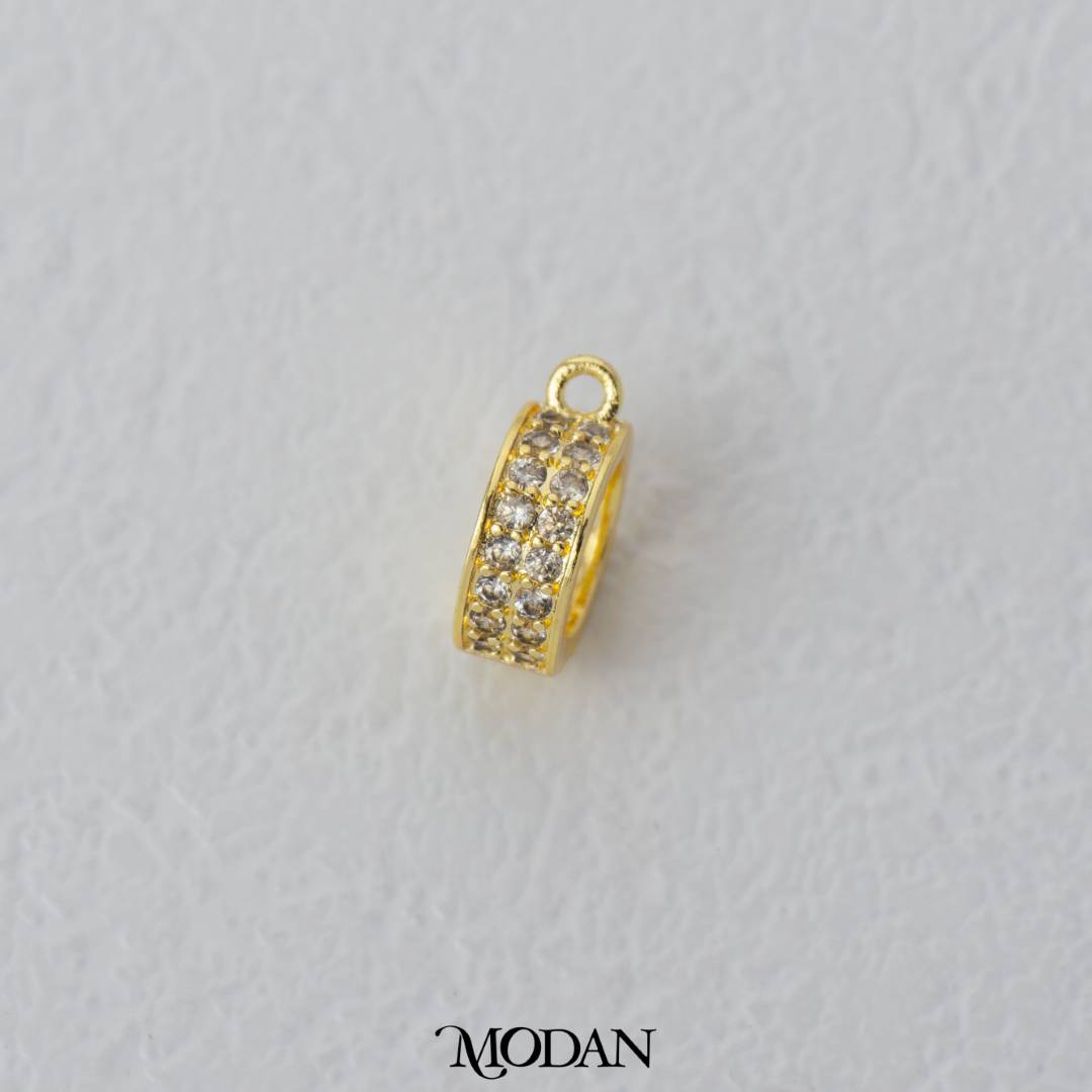 Micro Paved Round Charm DIY Charm Liontin Bulat Berlian Pasir Hypoallergenic Gold Filled