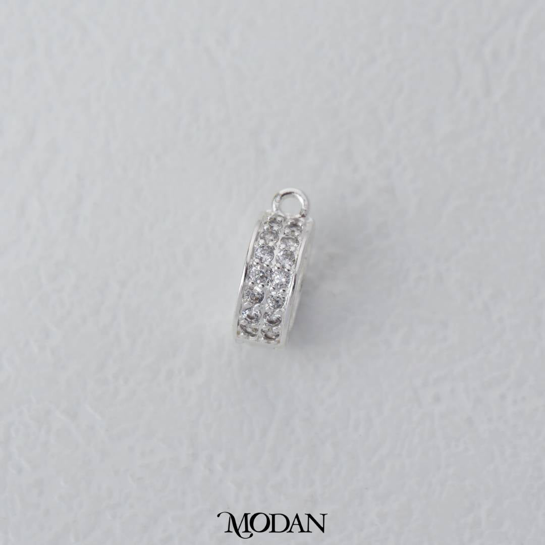 Micro Paved Round Charm DIY Charm Liontin Bulat Berlian Pasir Hypoallergenic Gold Filled