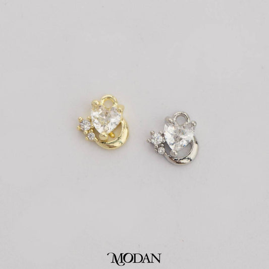 Tiny Love And Moon Charm DIY Charm Hati Cinta Bulan Hypoallergenic Gold Filled