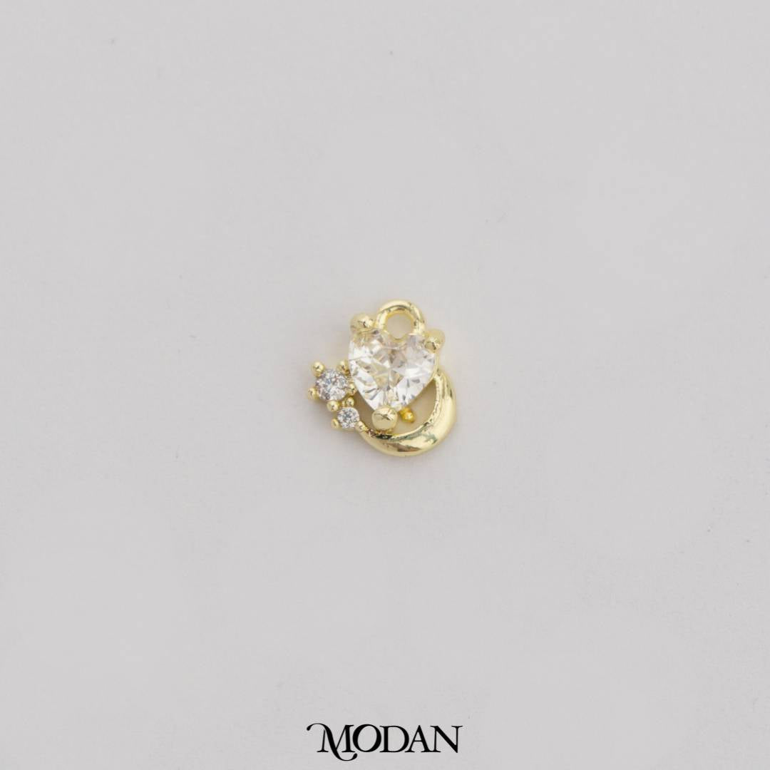 Tiny Love And Moon Charm DIY Charm Hati Cinta Bulan Hypoallergenic Gold Filled