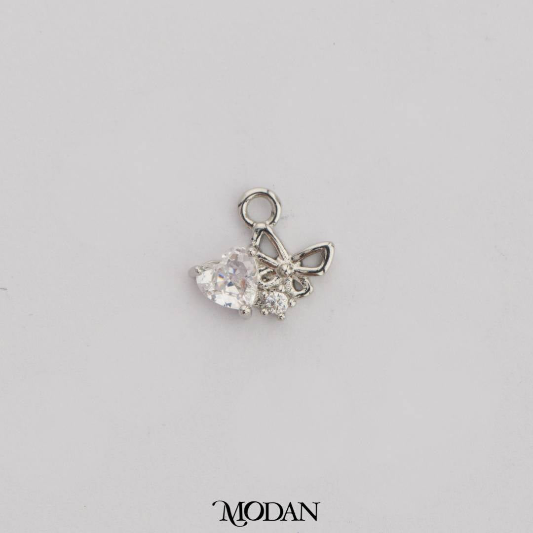 Mini Sparkling Butterfly Heart DIY Charm Liontin Kupu - Kupu Berlian Hypoallergenic Gold Filled