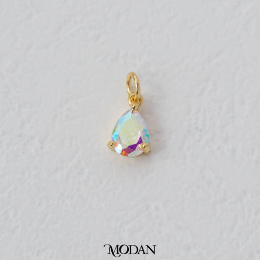 Tiny Aurora Borealis Cubic Zirconia Teardrop DIY Charm Liontin Tetets Air Mata Hypoallergenic Gold Filled