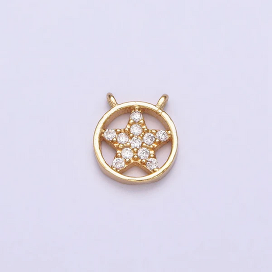 Tiny Cute Star Round Circle DIY Connector Liontin Konektor Bintang Hypoallergenic Gold Filled