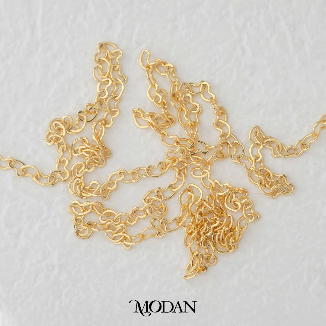 (1.6mm) Love Heart Shaped Cable Chain DIY Chain Rantai Kalung Gelang Meteran Hypoallergenic Gold Plated