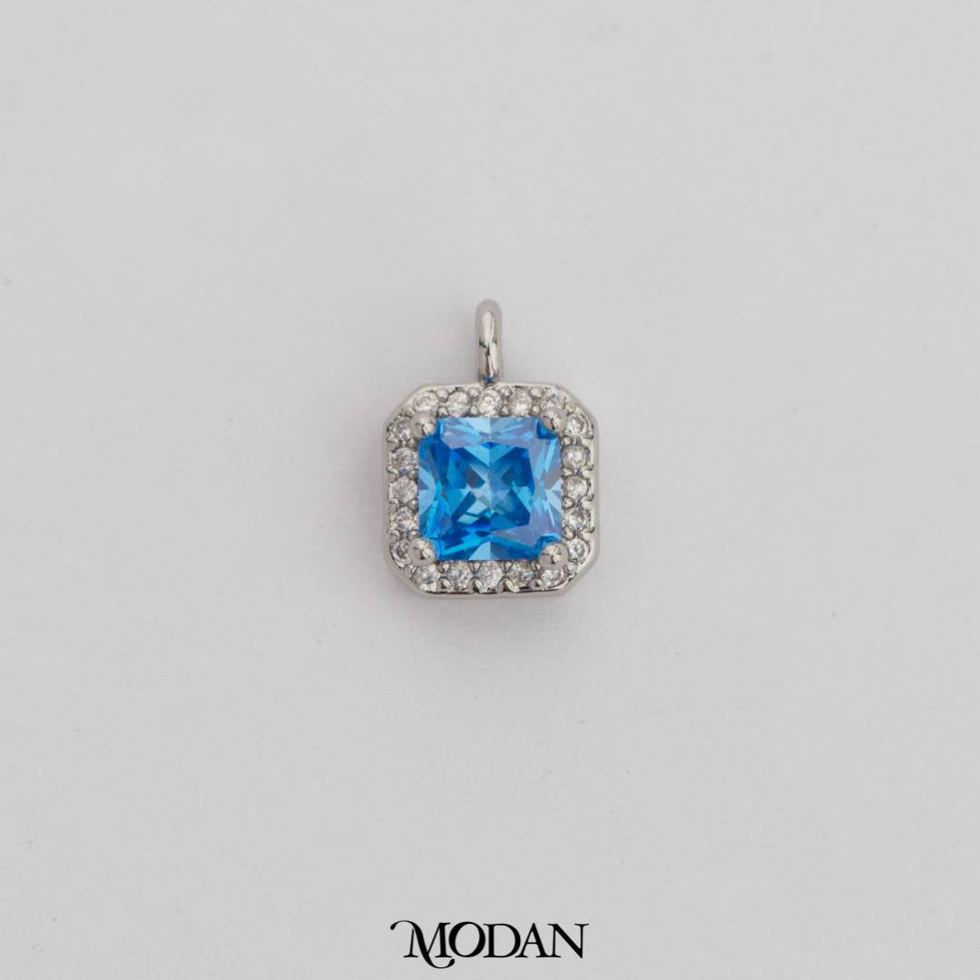 Mini Colorful Square Birthstone Charm DIY Charm Liontin Kalung Persegi Polos Kecil Bulan Lahir Warna-Warni Hypoallergenic Gold Filled