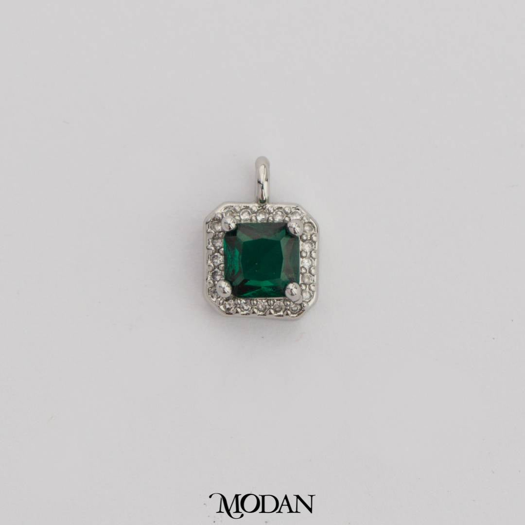 Mini Colorful Square Birthstone Charm DIY Charm Liontin Kalung Persegi Polos Kecil Bulan Lahir Warna-Warni Hypoallergenic Gold Filled