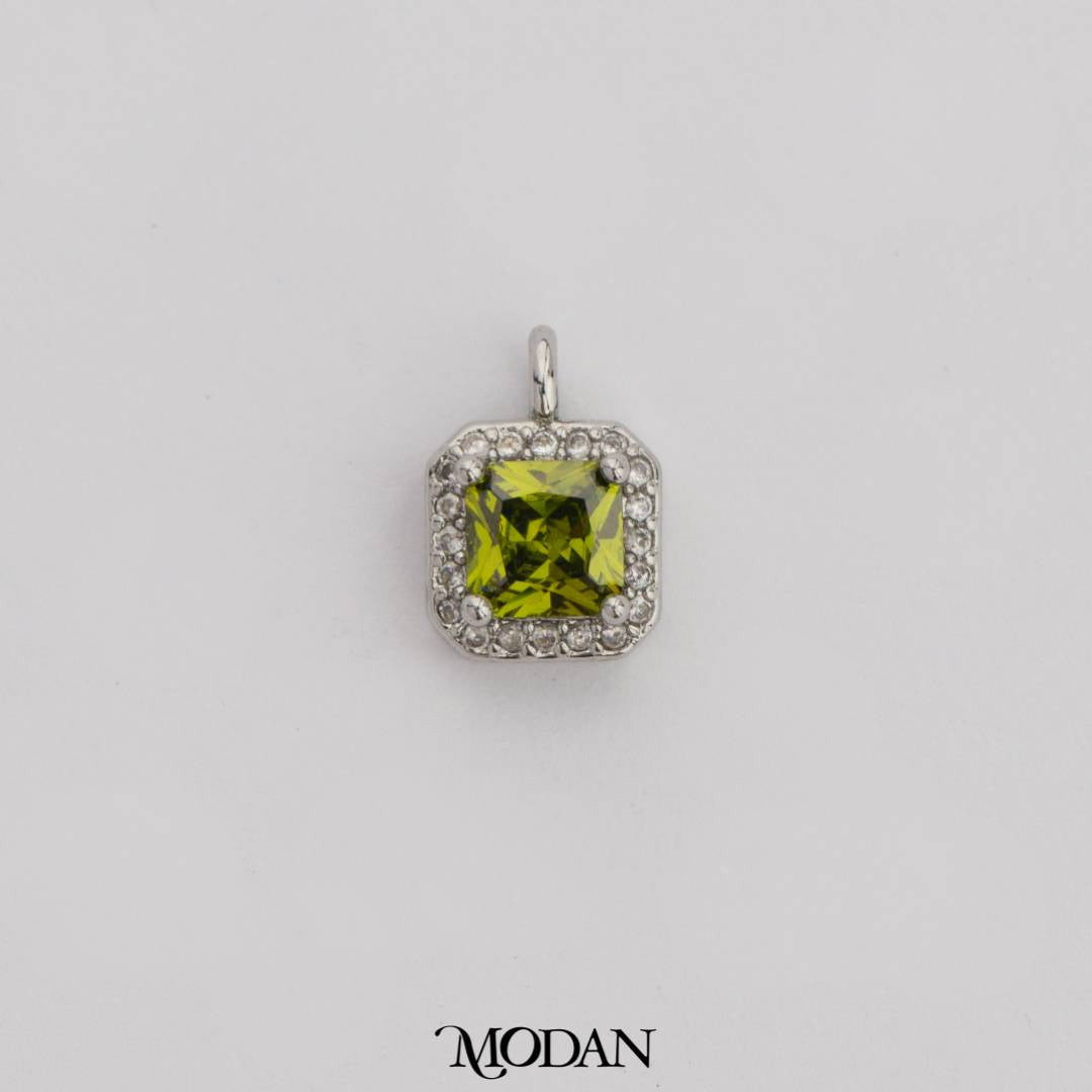 Mini Colorful Square Birthstone Charm DIY Charm Liontin Kalung Persegi Polos Kecil Bulan Lahir Warna-Warni Hypoallergenic Gold Filled