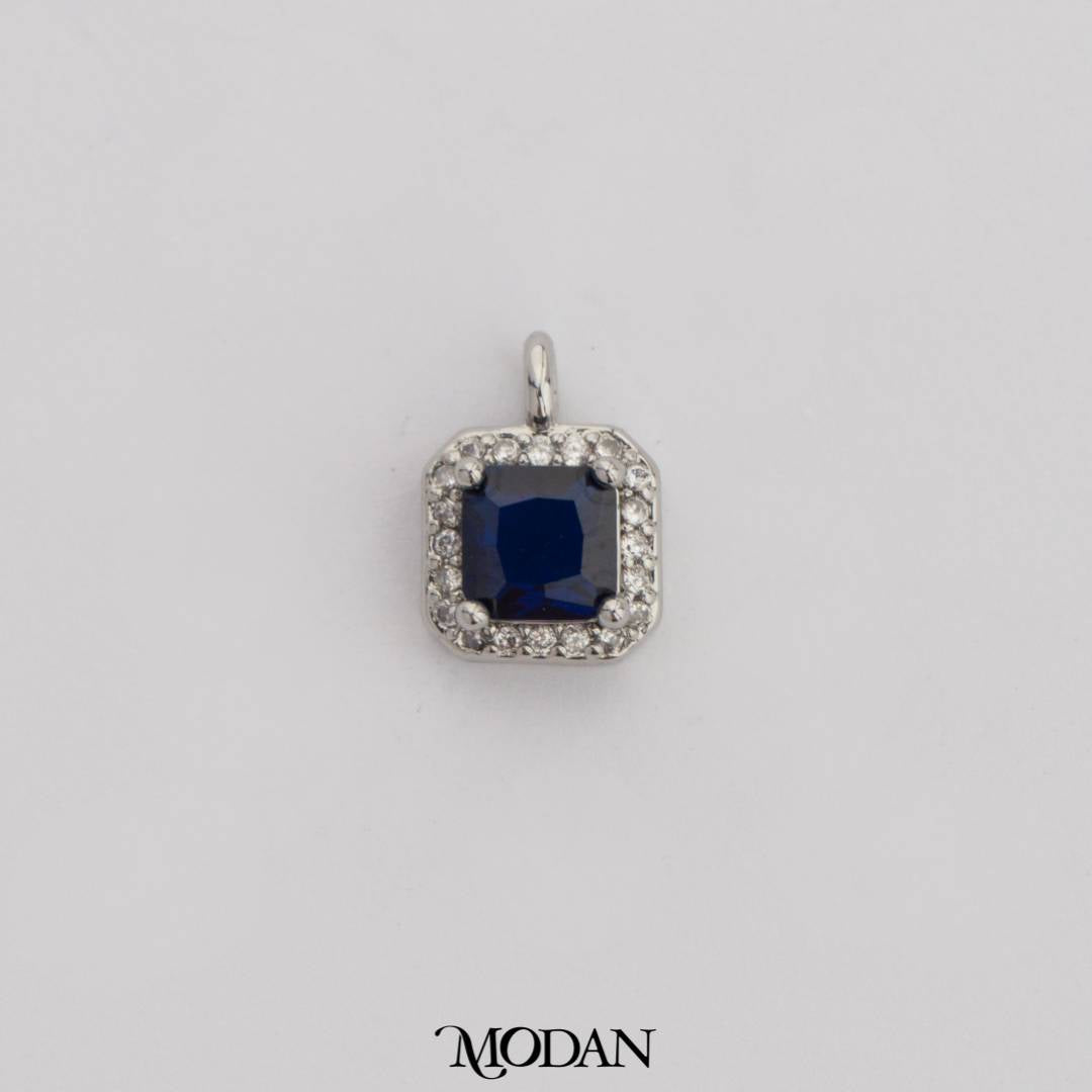 Mini Colorful Square Birthstone Charm DIY Charm Liontin Kalung Persegi Polos Kecil Bulan Lahir Warna-Warni Hypoallergenic Gold Filled
