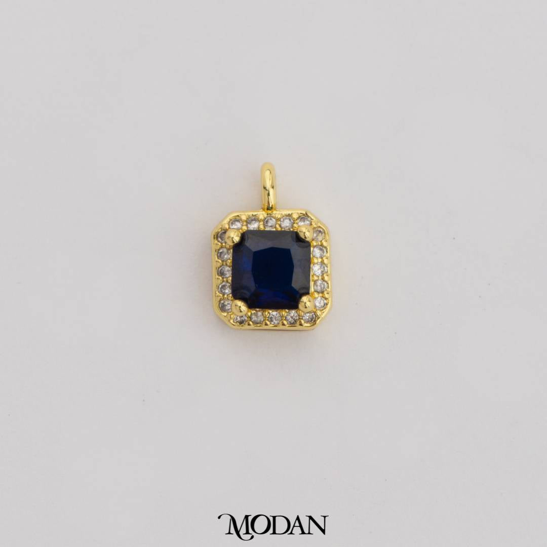 Mini Colorful Square Birthstone Charm DIY Charm Liontin Kalung Persegi Polos Kecil Bulan Lahir Warna-Warni Hypoallergenic Gold Filled