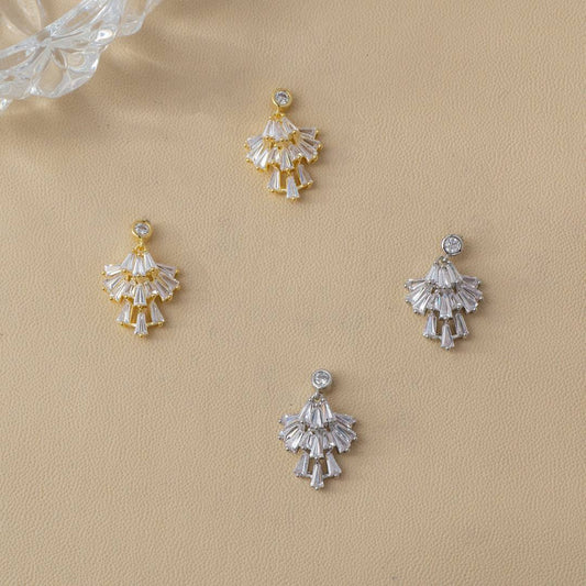 (20mm) Sparkling Fashion Dress Baguette Simple Bridal Stud Earrings Anting Tusuk Elegan Hypoallergenic Gold Plated