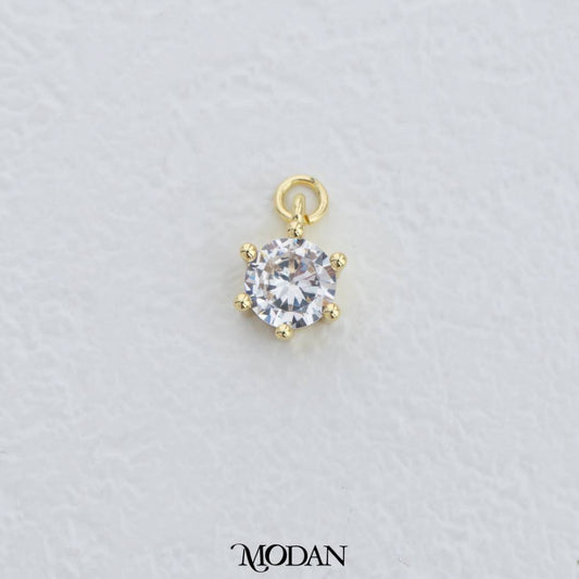 Simple Clear Solitaire DIY Charm Liontin Mata Satu Hypoallergenic Gold Filled