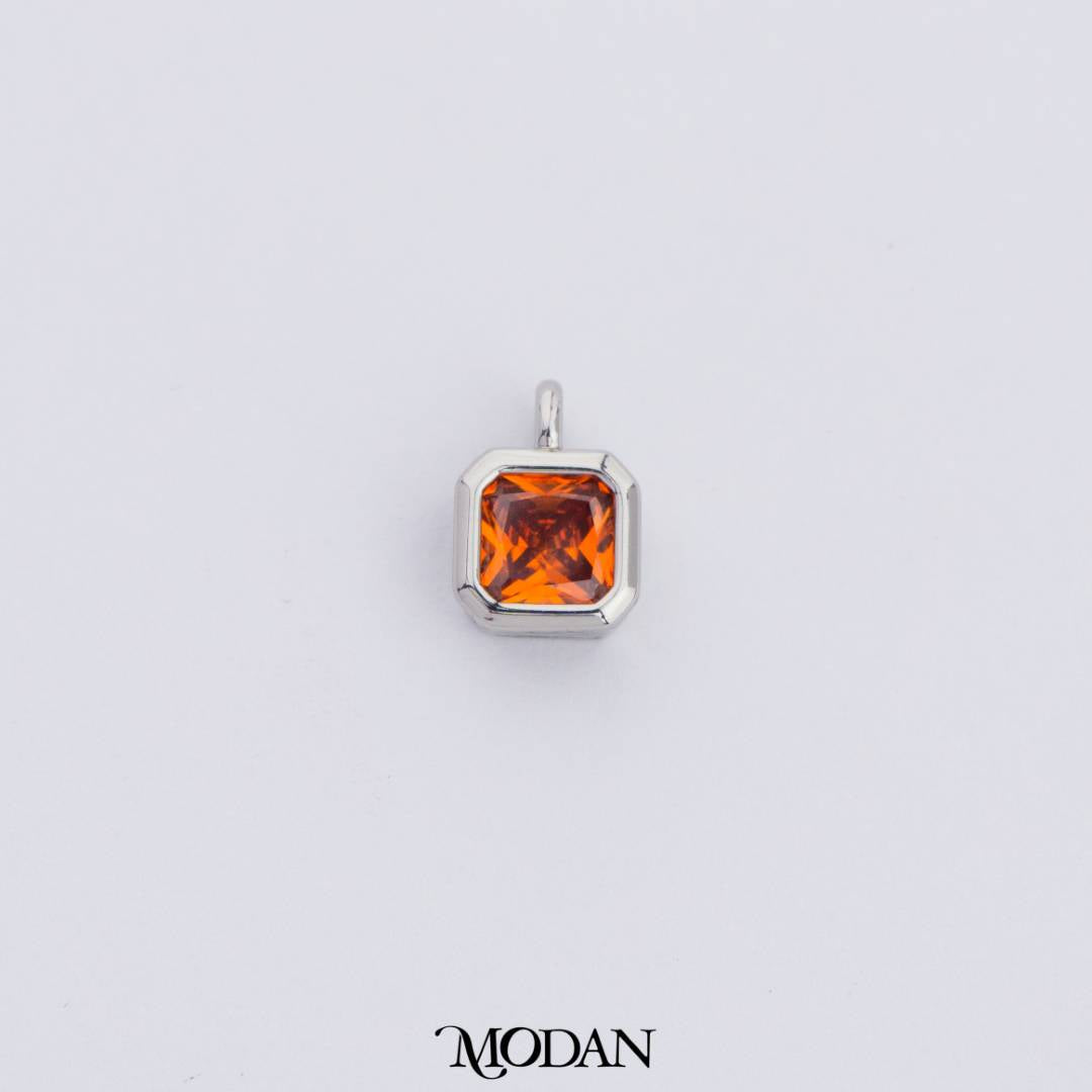 Colorful Plain Square Birthstone Charm DIY Charm Liontin Kalung Persegi Polos Bulan Lahir Warna-Warni Hypoallergenic Gold Filled