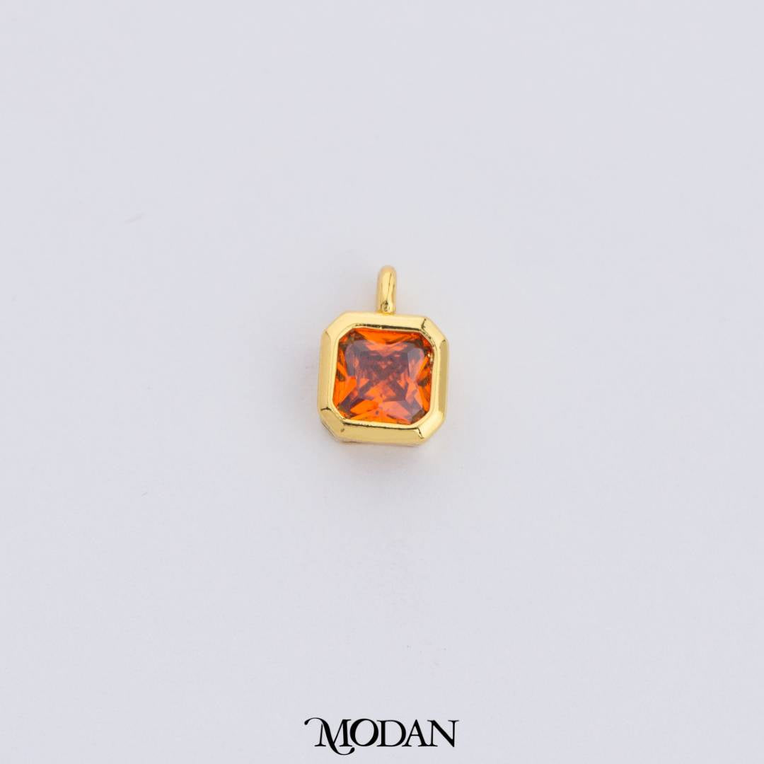 Colorful Plain Square Birthstone Charm DIY Charm Liontin Kalung Persegi Polos Bulan Lahir Warna-Warni Hypoallergenic Gold Filled