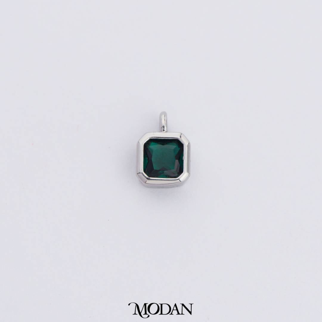 Colorful Plain Square Birthstone Charm DIY Charm Liontin Kalung Persegi Polos Bulan Lahir Warna-Warni Hypoallergenic Gold Filled